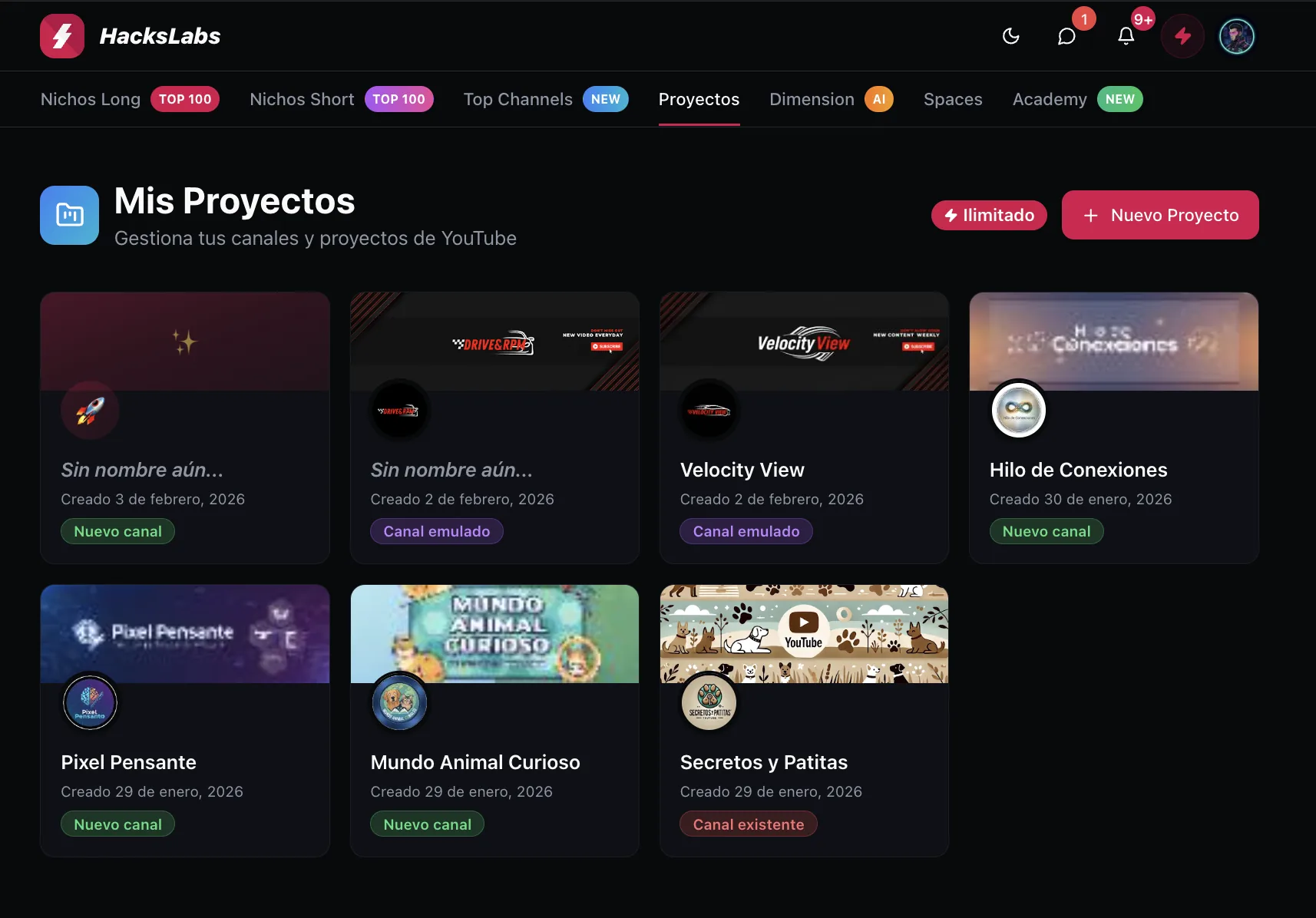 Gestor de proyectos de Hackslabs